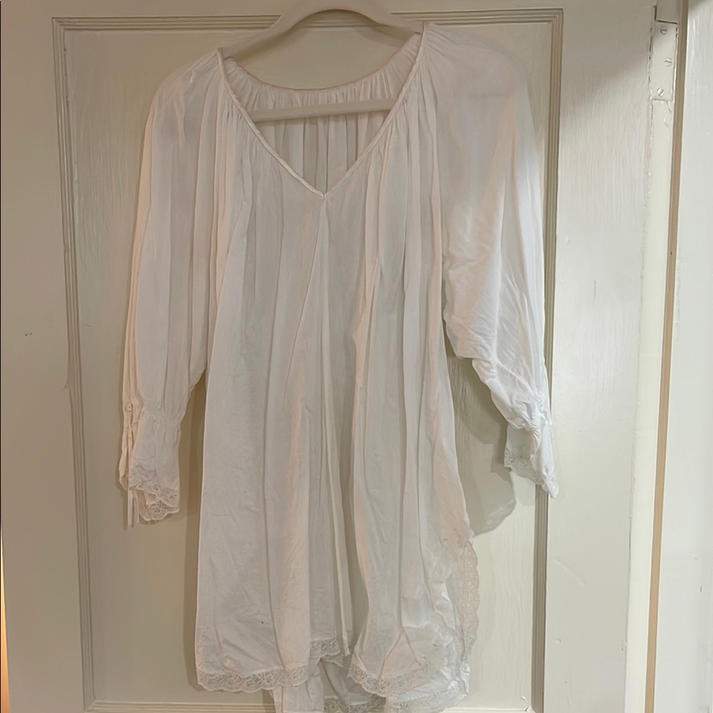 White Smocked Puff Sleeve Blouse